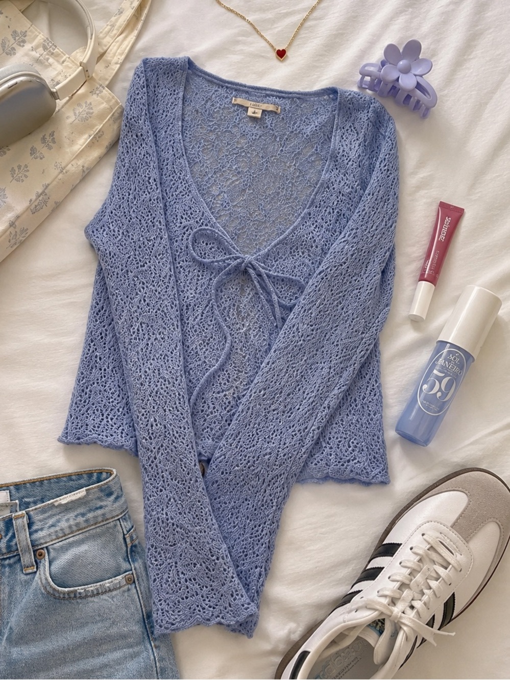 Urban Outfitters Kimchi Blue Crochet Tie-Front Cardigan